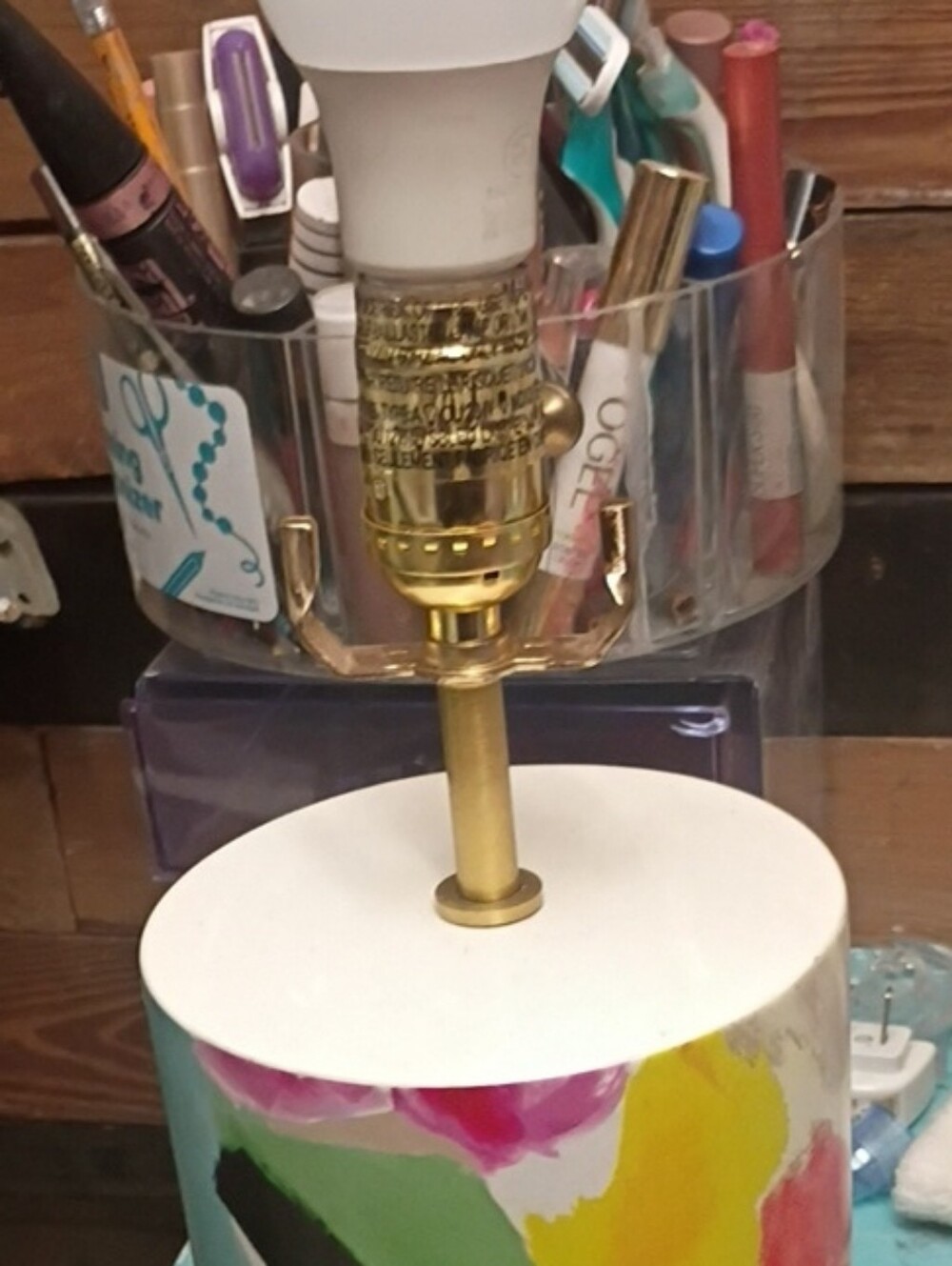 kate spade multicolor ceramic table lamp with gold hardware